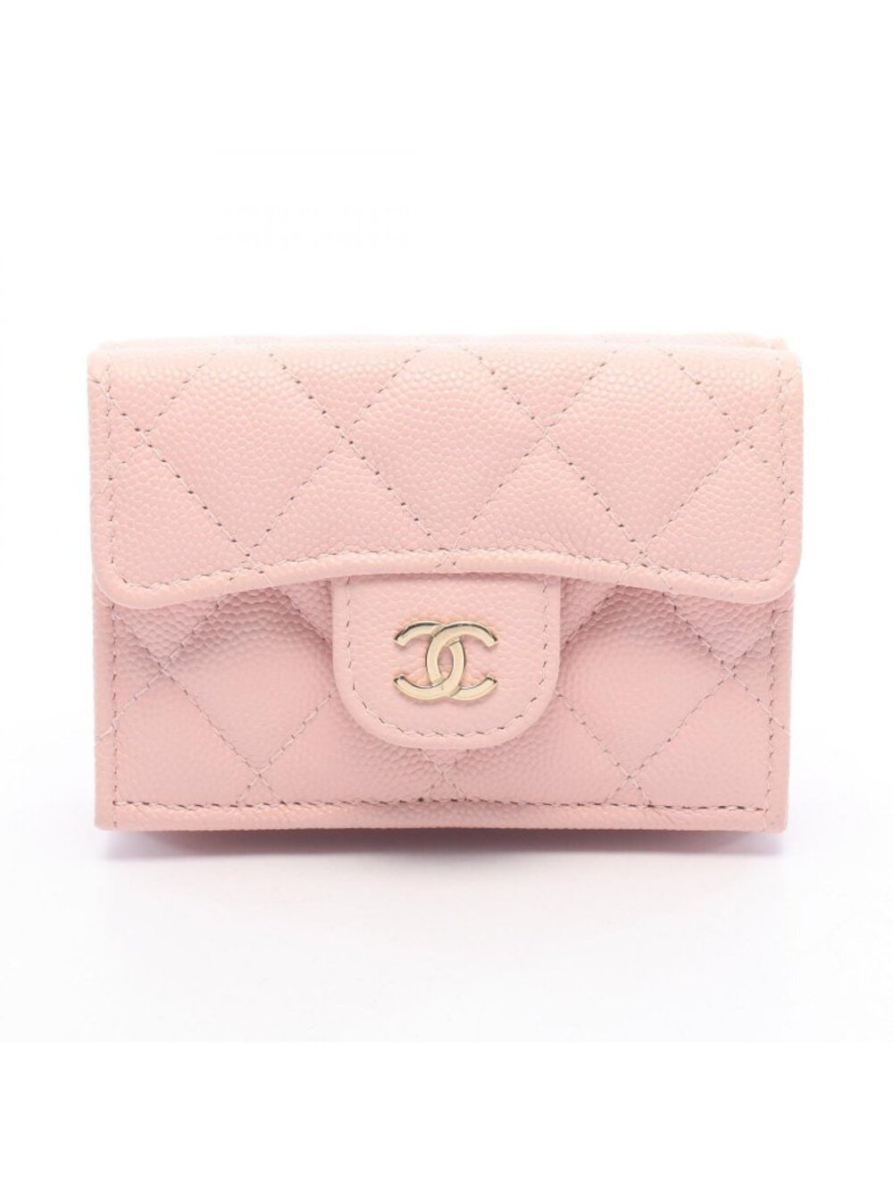 Chanel Trifold Wallet Classic Small Flap Quilted Light Pink Caviar Leather